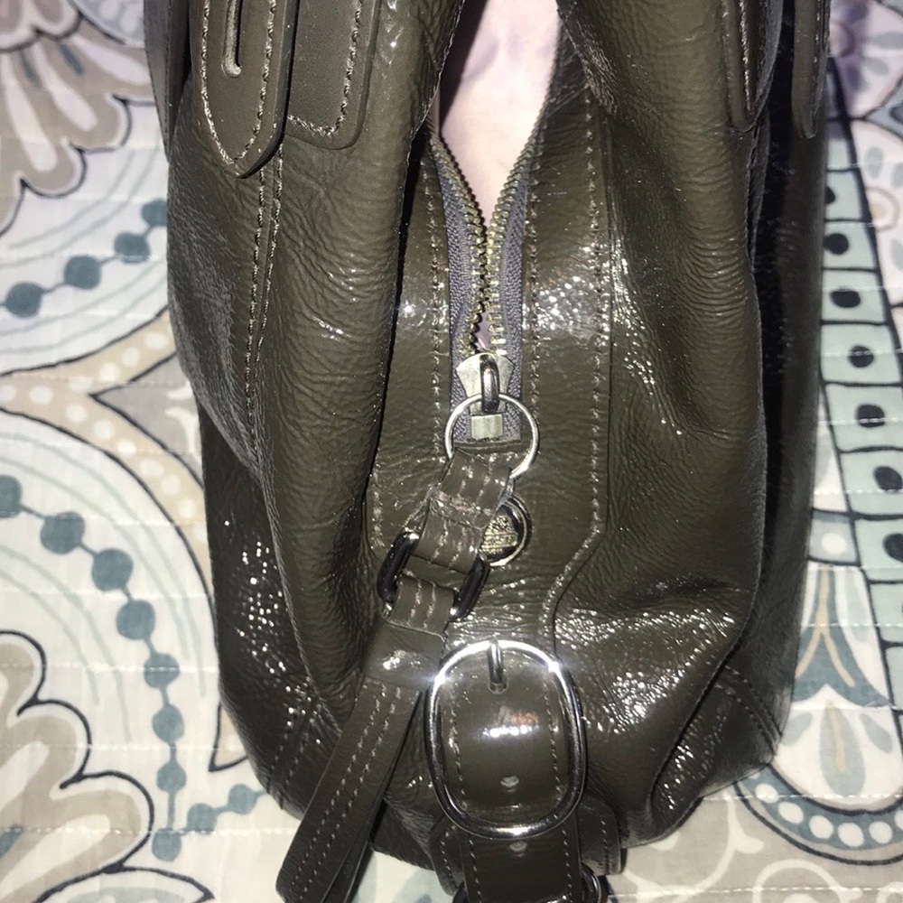 Coach Mia Maggie Graphite Patent Leather Hobo Bag - Picture 9 of 16